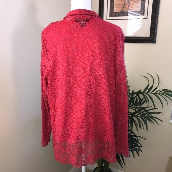 Dialogue 2pc Lace Long Sleeve Blouse & Tank Set 1X - Picture 6 of 8